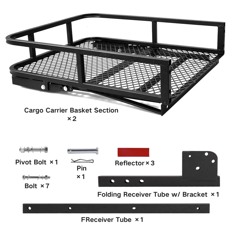 Folding-hitch-cargo-basket-carrier-with-stand-2